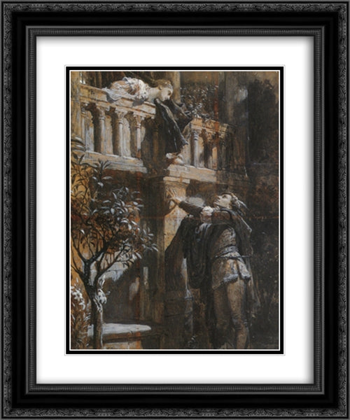 Romeo and Juliet 20x24 Black Ornate Wood Framed Art Print Poster with Double Matting by Dicksee, Frank