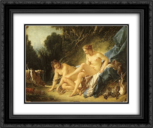 Diana Resting after her Bath 24x20 Black Ornate Wood Framed Art Print Poster with Double Matting by Boucher, Francois