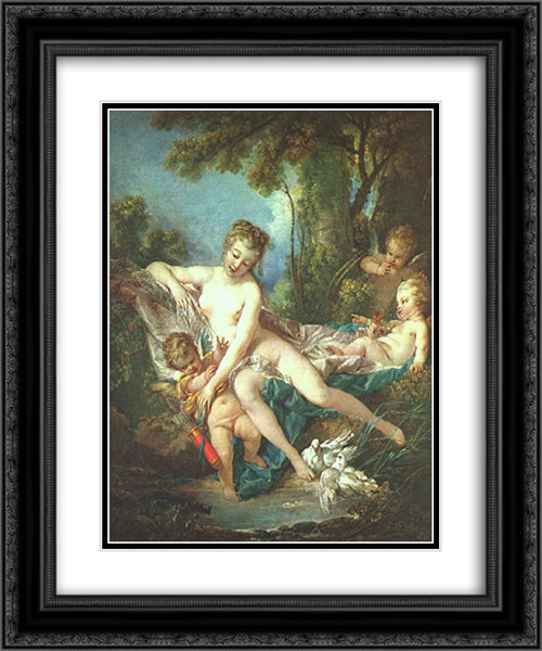 Venus Consoling Love 20x24 Black Ornate Wood Framed Art Print Poster with Double Matting by Boucher, Francois