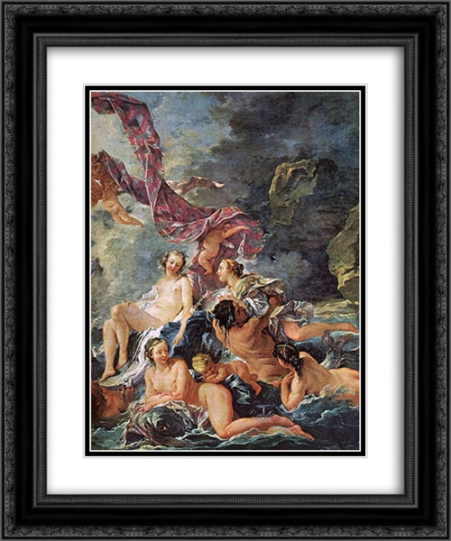 The Triumph of Venus [detail] 20x24 Black Ornate Wood Framed Art Print Poster with Double Matting by Boucher, Francois