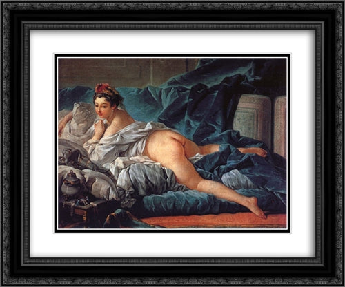 Brown Odalisk 24x20 Black Ornate Wood Framed Art Print Poster with Double Matting by Boucher, Francois