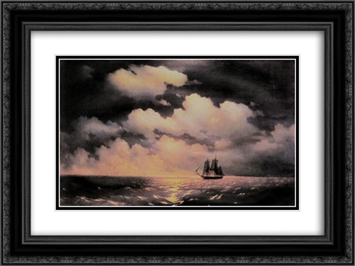 Merkuri 24x18 Black Ornate Wood Framed Art Print Poster with Double Matting by Aivazovsky, Ivan