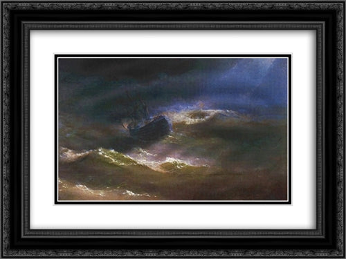 Maria in a Storm 24x18 Black Ornate Wood Framed Art Print Poster with Double Matting by Aivazovsky, Ivan