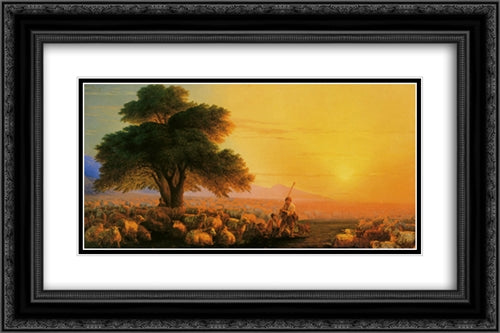 Montagne dEcosse 24x16 Black Ornate Wood Framed Art Print Poster with Double Matting by Aivazovsky, Ivan