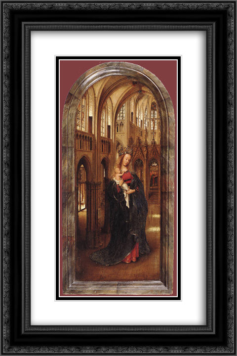 Madonna in the Church 16x24 Black Ornate Wood Framed Art Print Poster with Double Matting by van Eyck, Jan