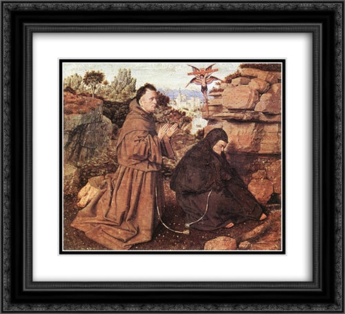 Stigmatization of St Francis 22x20 Black Ornate Wood Framed Art Print Poster with Double Matting by van Eyck, Jan