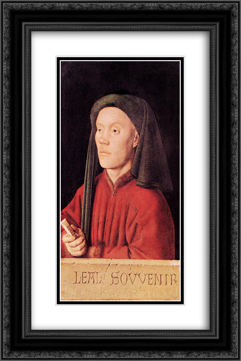 Portrait of a Young Man (Tymotheos) 16x24 Black Ornate Wood Framed Art Print Poster with Double Matting by van Eyck, Jan