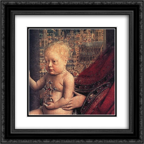 The Virgin of Chancellor Rolin [detail: 2] 20x20 Black Ornate Wood Framed Art Print Poster with Double Matting by van Eyck, Jan