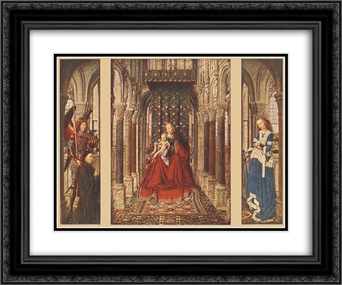 Small Triptych 24x20 Black Ornate Wood Framed Art Print Poster with Double Matting by van Eyck, Jan