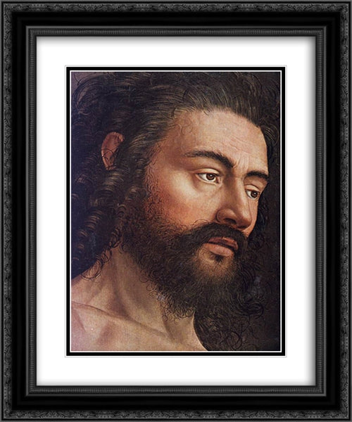 The Ghent Altarpiece: Adam [detail: 1] 20x24 Black Ornate Wood Framed Art Print Poster with Double Matting by van Eyck, Jan