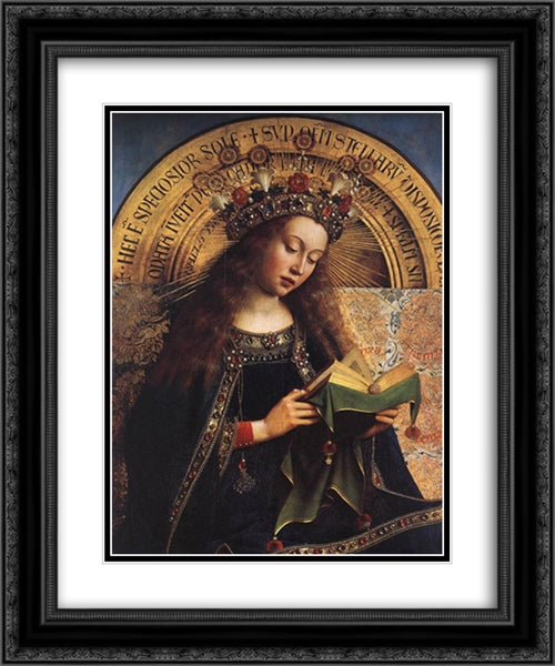 The Ghent Altarpiece: Virgin Mary [detail] 20x24 Black Ornate Wood Framed Art Print Poster with Double Matting by van Eyck, Jan