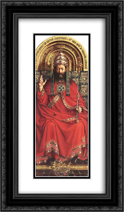 The Ghent Altarpiece: God Almighty 14x24 Black Ornate Wood Framed Art Print Poster with Double Matting by van Eyck, Jan