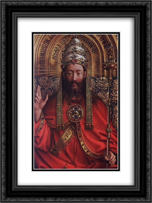 The Ghent Altarpiece: God Almighty [detail] 18x24 Black Ornate Wood Framed Art Print Poster with Double Matting by van Eyck, Jan