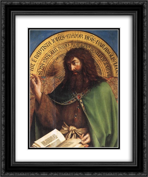 The Ghent Altarpiece: St John the Baptist [detail] 20x24 Black Ornate Wood Framed Art Print Poster with Double Matting by van Eyck, Jan