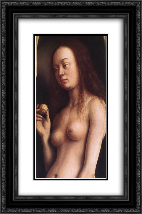 The Ghent Altarpiece: Eve [detail: 2] 16x24 Black Ornate Wood Framed Art Print Poster with Double Matting by van Eyck, Jan