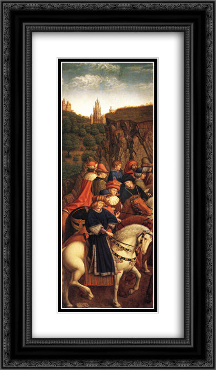 The Ghent Altarpiece: The Just Judges 14x24 Black Ornate Wood Framed Art Print Poster with Double Matting by van Eyck, Jan
