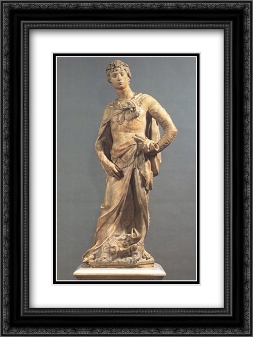 David 18x24 Black Ornate Wood Framed Art Print Poster with Double Matting by Donatello