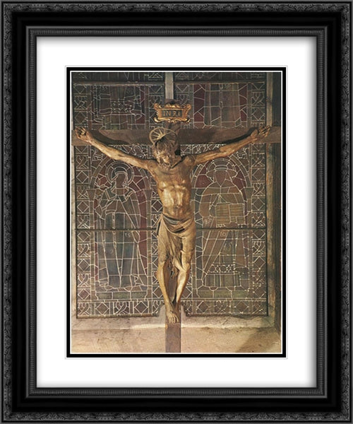 Crucifix 20x24 Black Ornate Wood Framed Art Print Poster with Double Matting by Donatello