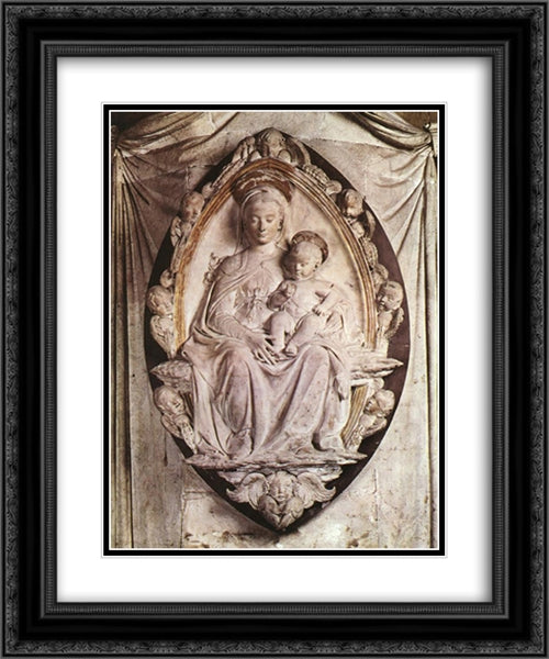 Annunciation 20x24 Black Ornate Wood Framed Art Print Poster with Double Matting by Donatello