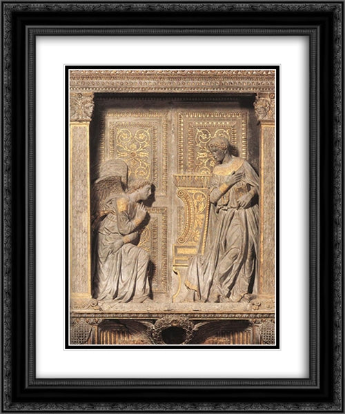 Annunciation 20x24 Black Ornate Wood Framed Art Print Poster with Double Matting by Donatello