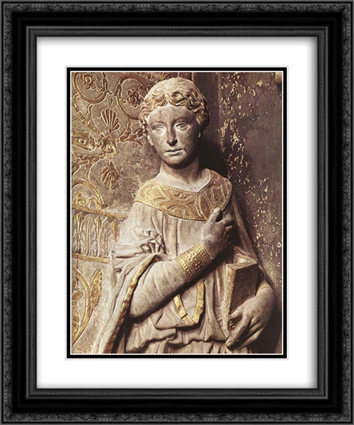 Annunciation ' detail 20x24 Black Ornate Wood Framed Art Print Poster with Double Matting by Donatello