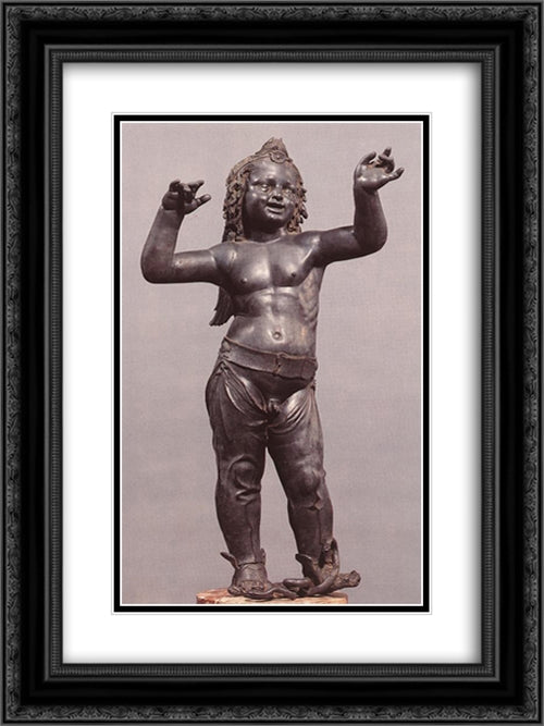 Allegoric Figure of a Boy (Atys), front view 18x24 Black Ornate Wood Framed Art Print Poster with Double Matting by Donatello