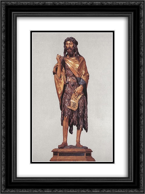 St John the Baptist 18x24 Black Ornate Wood Framed Art Print Poster with Double Matting by Donatello