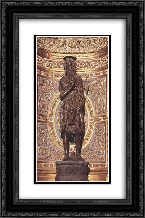 St John the Baptist 16x24 Black Ornate Wood Framed Art Print Poster with Double Matting by Donatello