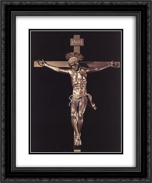 Crucifix 20x24 Black Ornate Wood Framed Art Print Poster with Double Matting by Donatello
