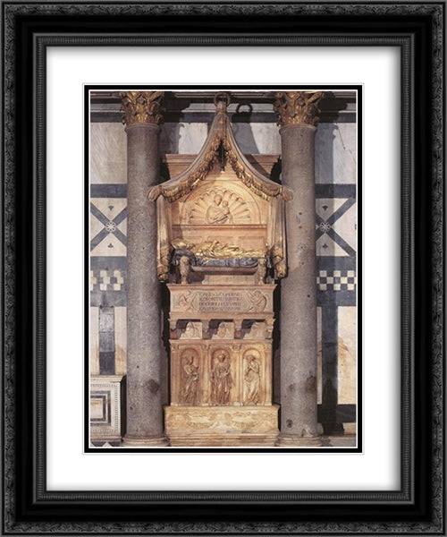 Funeral Monument to John XXIII 20x24 Black Ornate Wood Framed Art Print Poster with Double Matting by Donatello