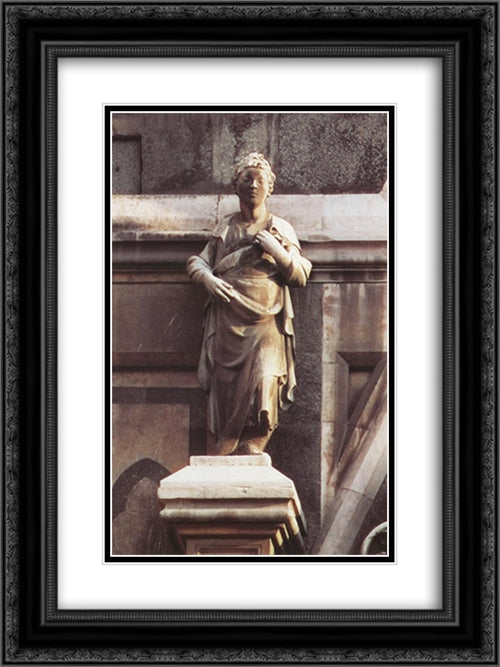 Prophet (left of the Porta della Mandorla) 18x24 Black Ornate Wood Framed Art Print Poster with Double Matting by Donatello