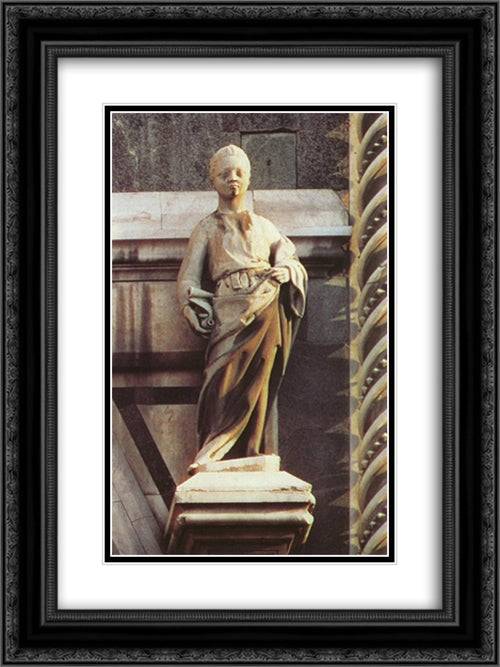 Prophet (right of the Porta della Mandorla) 18x24 Black Ornate Wood Framed Art Print Poster with Double Matting by Donatello