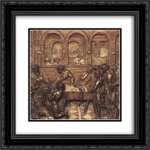 Herod's Banquet 20x20 Black Ornate Wood Framed Art Print Poster with Double Matting by Donatello