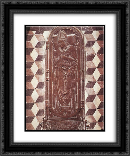 Tombstone of Bishop Giovanni Pecci 20x24 Black Ornate Wood Framed Art Print Poster with Double Matting by Donatello