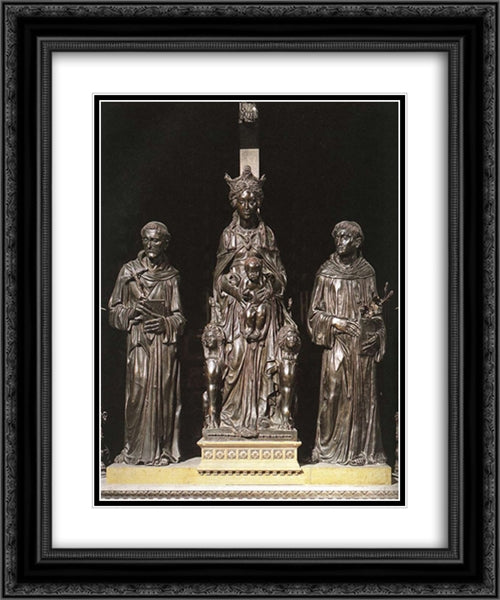 Madonna and Child between St Francis and St Anthony 20x24 Black Ornate Wood Framed Art Print Poster with Double Matting by Donatello