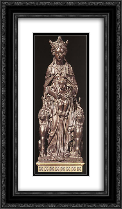 Madonna with the Child 14x24 Black Ornate Wood Framed Art Print Poster with Double Matting by Donatello