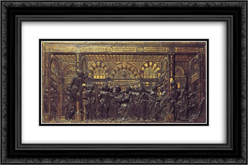 Miracle of the New'born Child 24x16 Black Ornate Wood Framed Art Print Poster with Double Matting by Donatello
