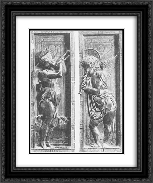 Musician Angels 20x24 Black Ornate Wood Framed Art Print Poster with Double Matting by Donatello