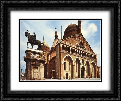 Equestrian Statue of Gattamelata 24x20 Black Ornate Wood Framed Art Print Poster with Double Matting by Donatello