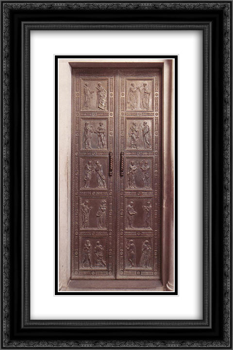 Door with the representation of Martyrs 16x24 Black Ornate Wood Framed Art Print Poster with Double Matting by Donatello