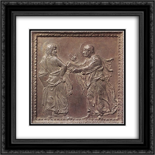 Panel of the door with the Apostles 20x20 Black Ornate Wood Framed Art Print Poster with Double Matting by Donatello