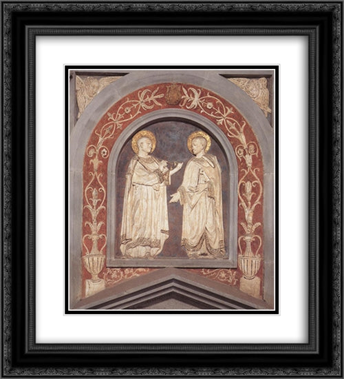 St Cosmas and St Damian 20x22 Black Ornate Wood Framed Art Print Poster with Double Matting by Donatello