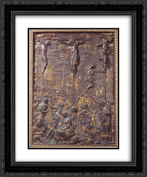 Crucifixion 20x24 Black Ornate Wood Framed Art Print Poster with Double Matting by Donatello