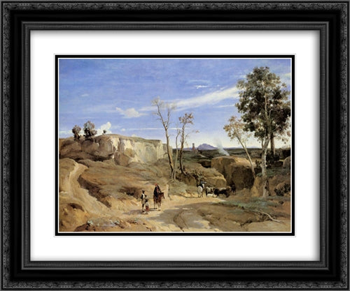 La Cervara, the Roman Countryside 24x20 Black Ornate Wood Framed Art Print Poster with Double Matting by Corot, Jean Baptiste Camille