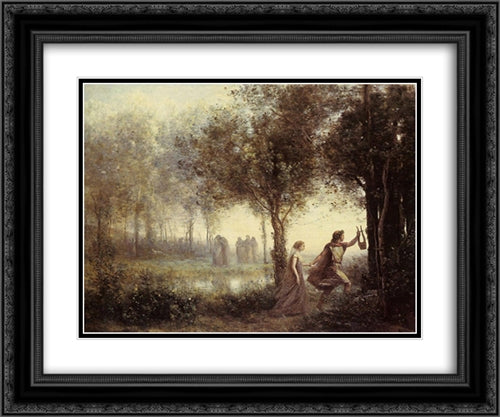 Orpheus Leading Eurydice from the Underworld 24x20 Black Ornate Wood Framed Art Print Poster with Double Matting by Corot, Jean Baptiste Camille