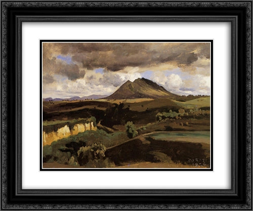 Mont Soracte 24x20 Black Ornate Wood Framed Art Print Poster with Double Matting by Corot, Jean Baptiste Camille