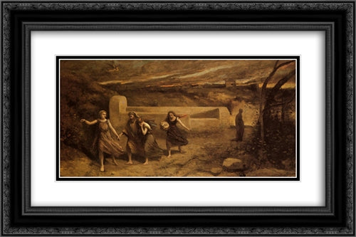 The Destruction of Sodom 24x16 Black Ornate Wood Framed Art Print Poster with Double Matting by Corot, Jean Baptiste Camille