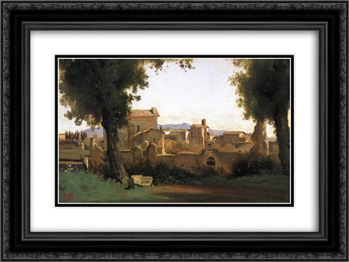 View in the Farnese Gardens 24x18 Black Ornate Wood Framed Art Print Poster with Double Matting by Corot, Jean Baptiste Camille