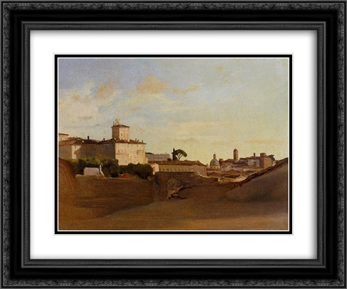 View of Pincio, Italy 24x20 Black Ornate Wood Framed Art Print Poster with Double Matting by Corot, Jean Baptiste Camille