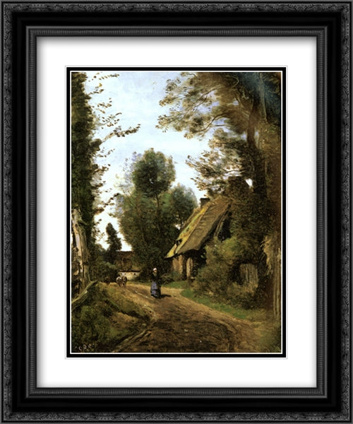 Saint'Quentin'Des'Pres(Oise), Pres Gournay'En'Bray 20x24 Black Ornate Wood Framed Art Print Poster with Double Matting by Corot, Jean Baptiste Camille